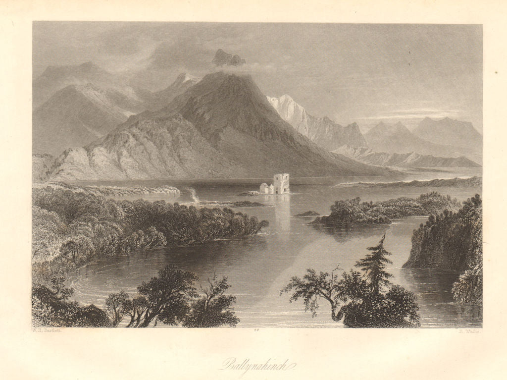 Ballynahinch, County Galway. Ireland 1843 old antique vintage print picture